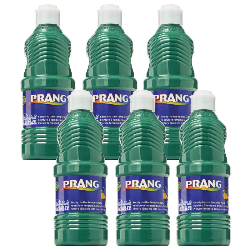 PRANG - Washable Tempera Paint, Green, 16 oz, Pack of 6