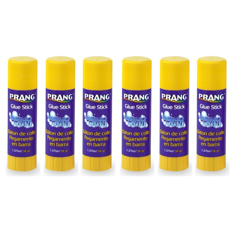 PRANG - Washable Glue Stick, 1.27 oz, Pack of 6