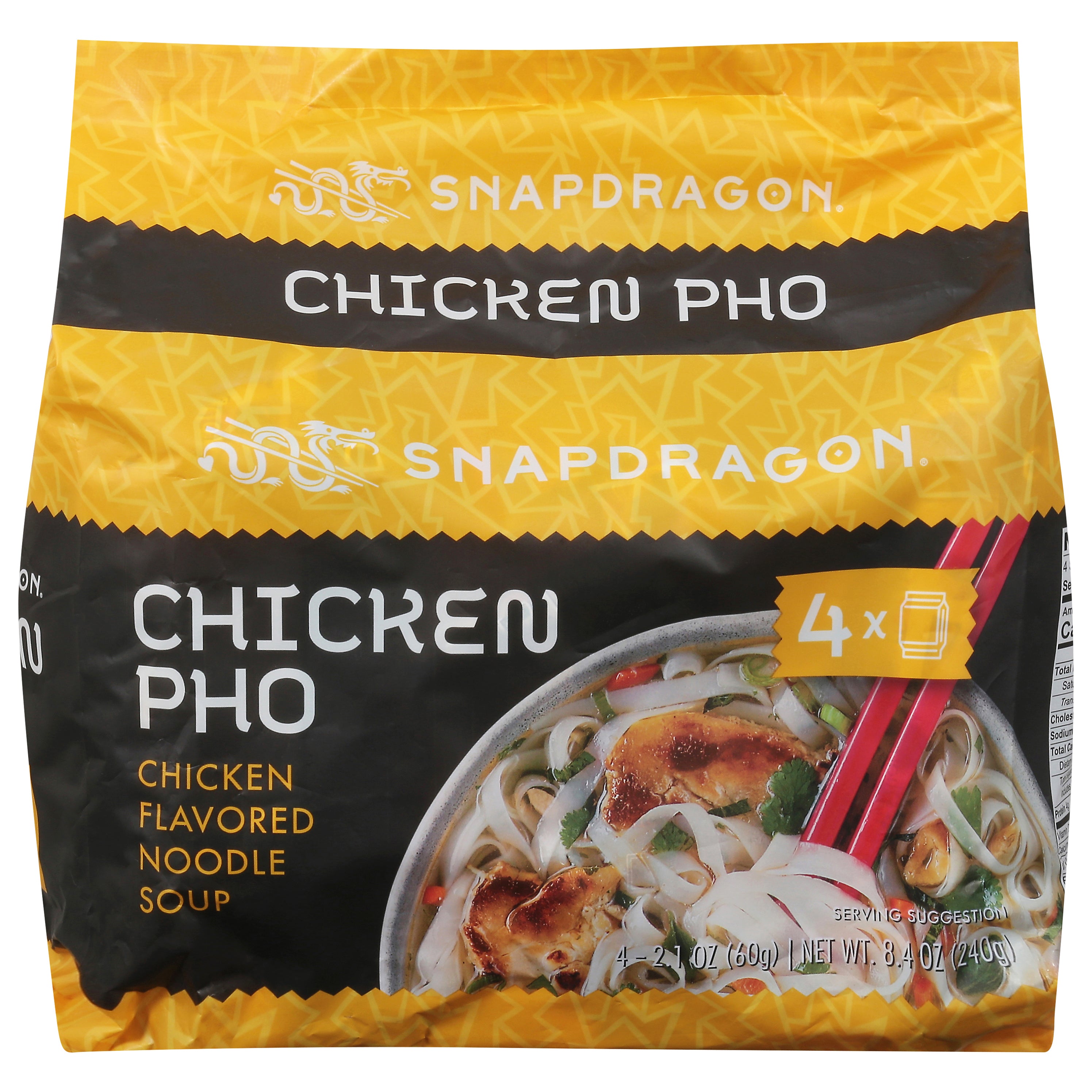Snapdragon Chicken Pho Noodle Soup 4 - 2.1 oz Packs - Case of 4