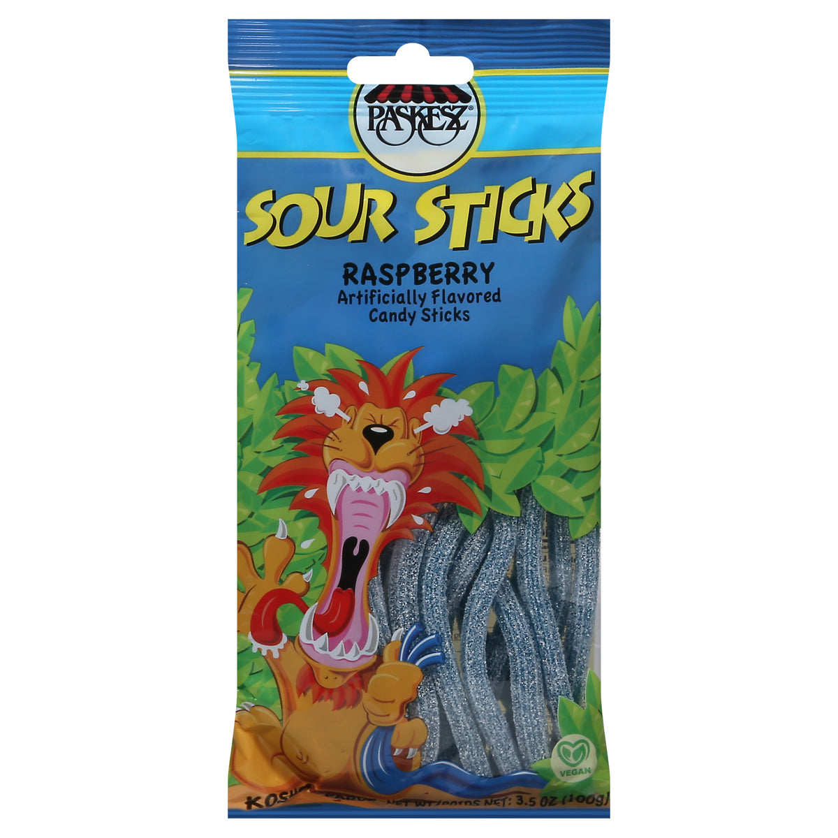 Paskesz Raspberry Sour Sticks 3.5 oz - Case of 24