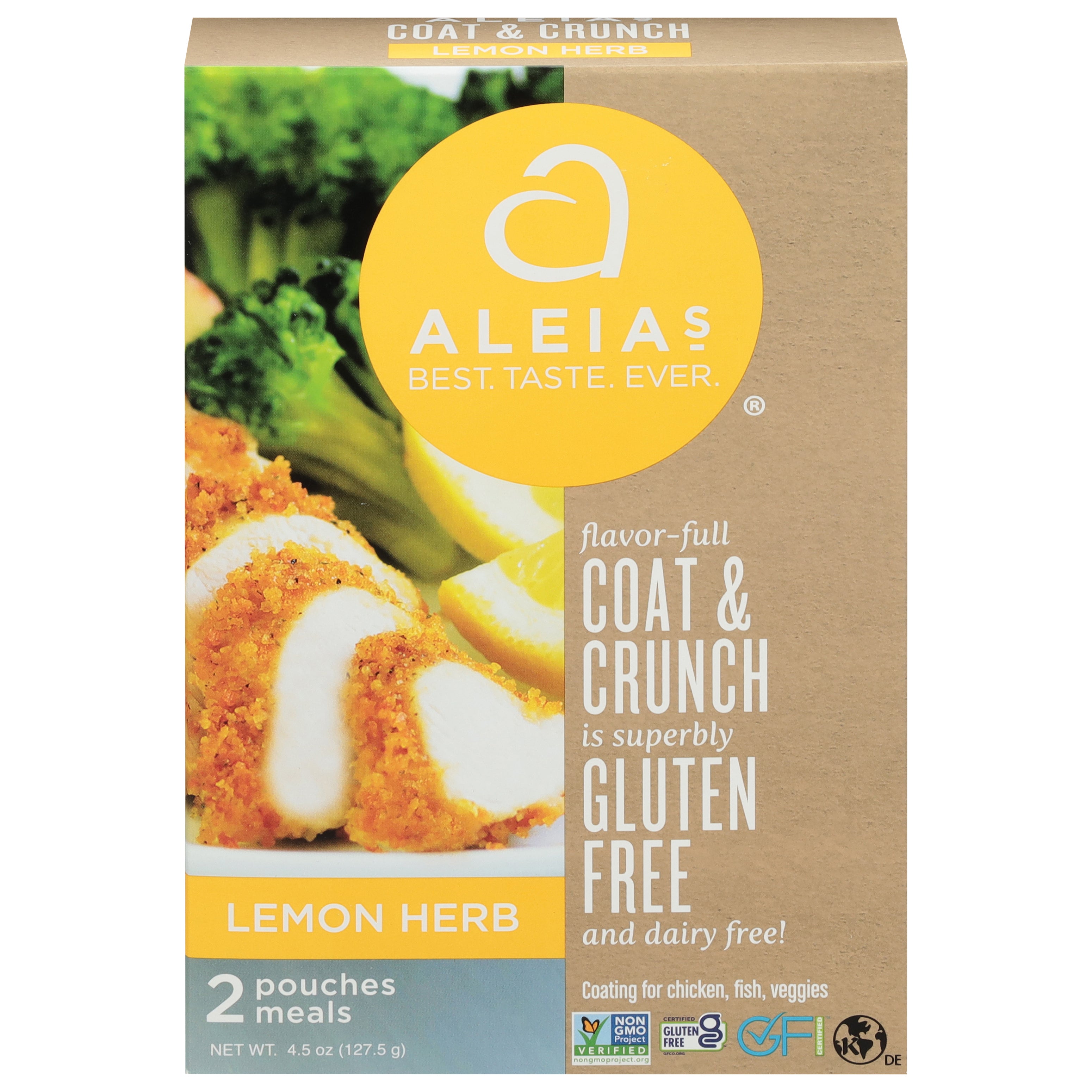 Aleia's Lemon Herb Coating for Chicken, Fish, Veggies 2 Pouches - Case of 8