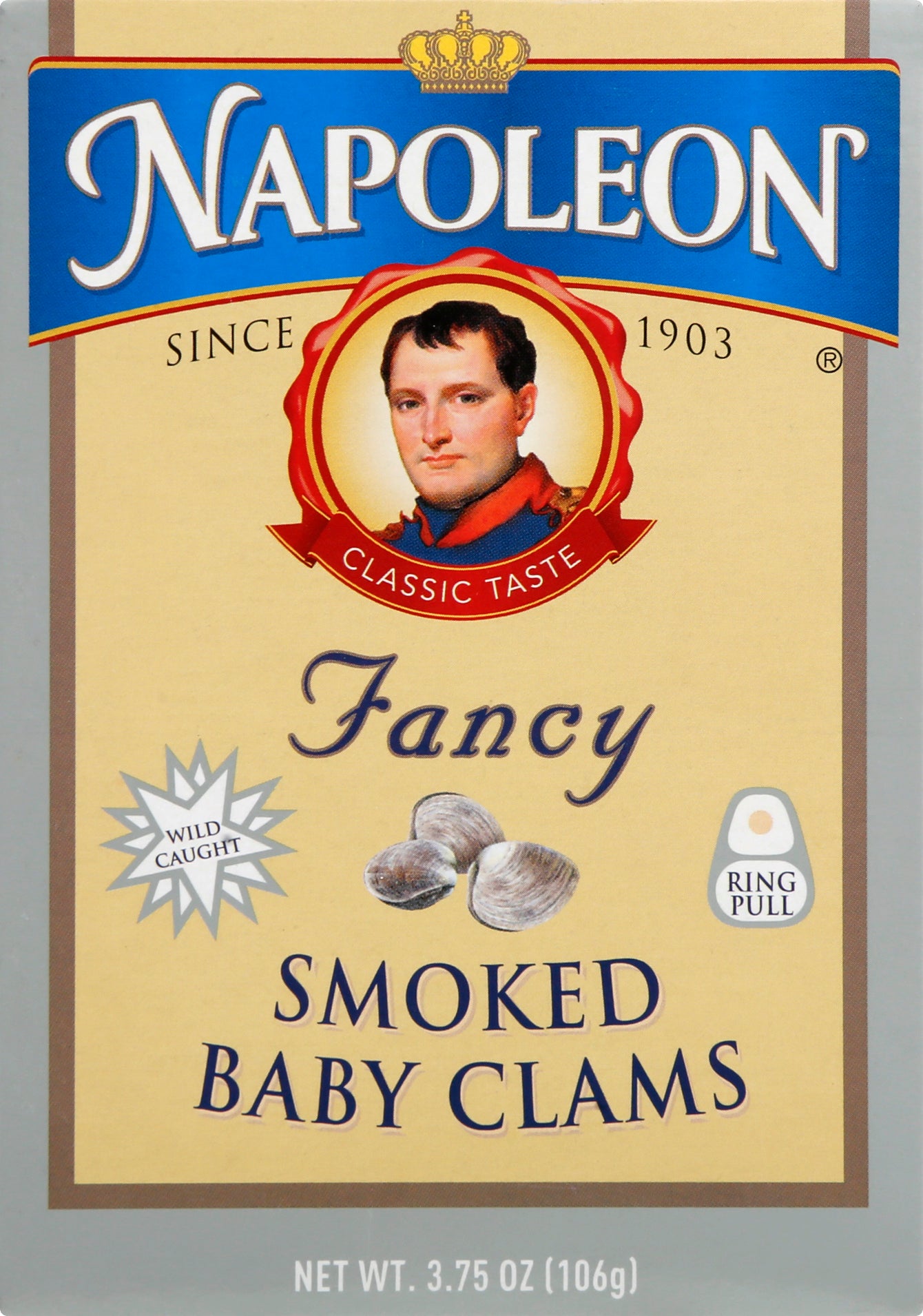 Napoleon Fancy Smoked Baby Clams 3.75 oz - Case of 25