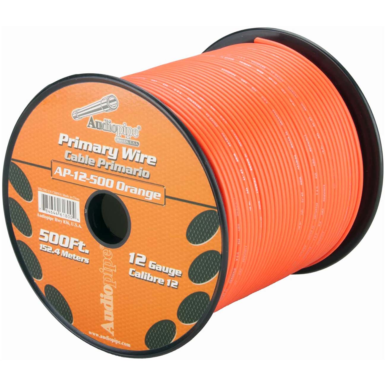 Audiopipe Primary Wire 12-Gauge 500 Foot Spool - Orange