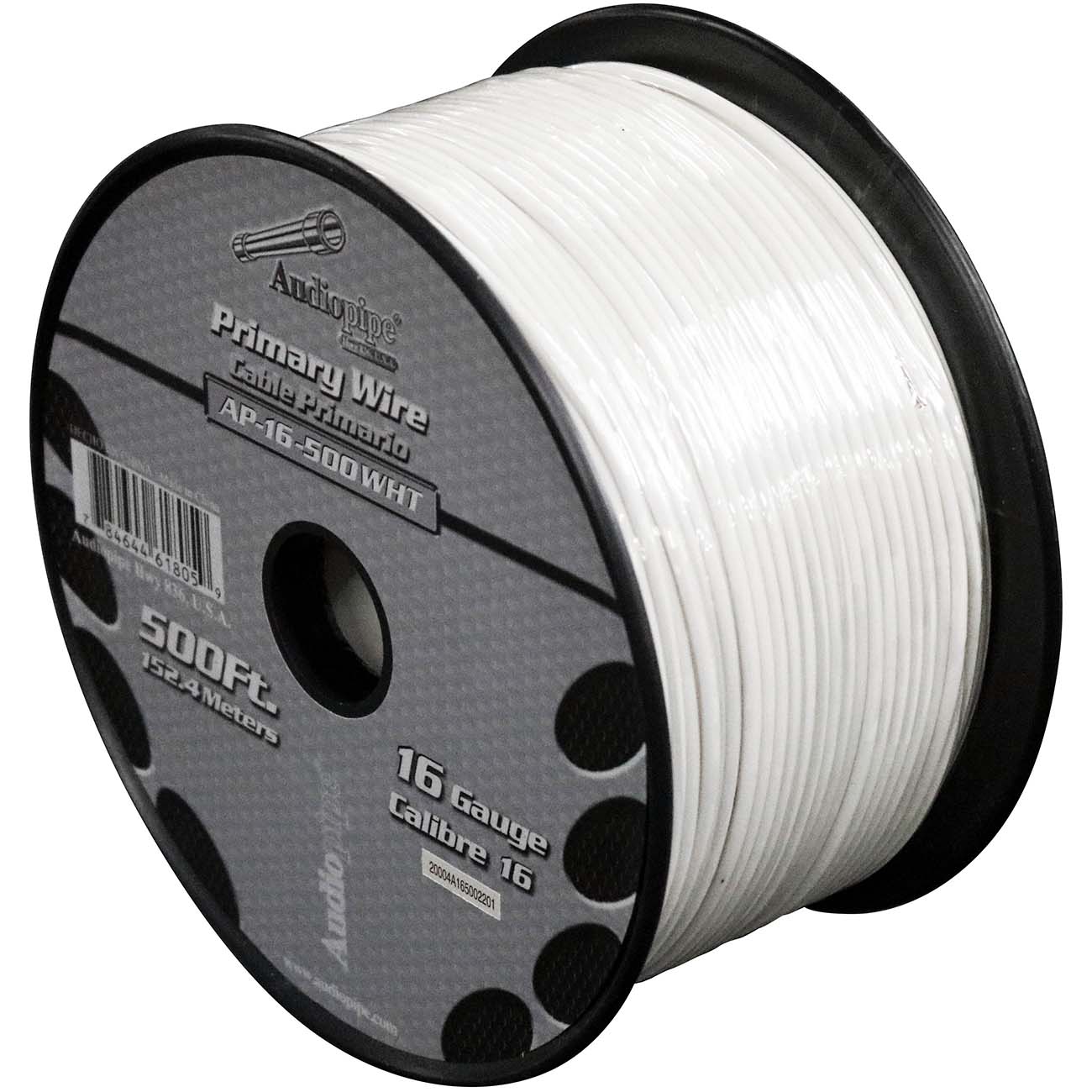 Audiopipe Primary Wire 16-Gauge 500 Foot Spool - White