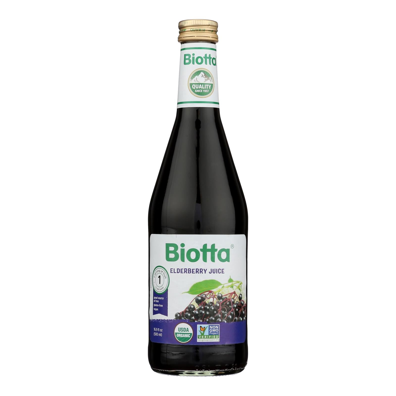 Biotta Juice - Elderberry - Case of 6 - 16.9 Fl oz.