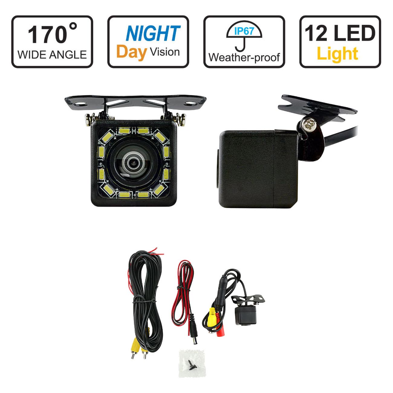 Pipeman's InstallSolution Car Review Camera 12 LED Lights with Guideline View