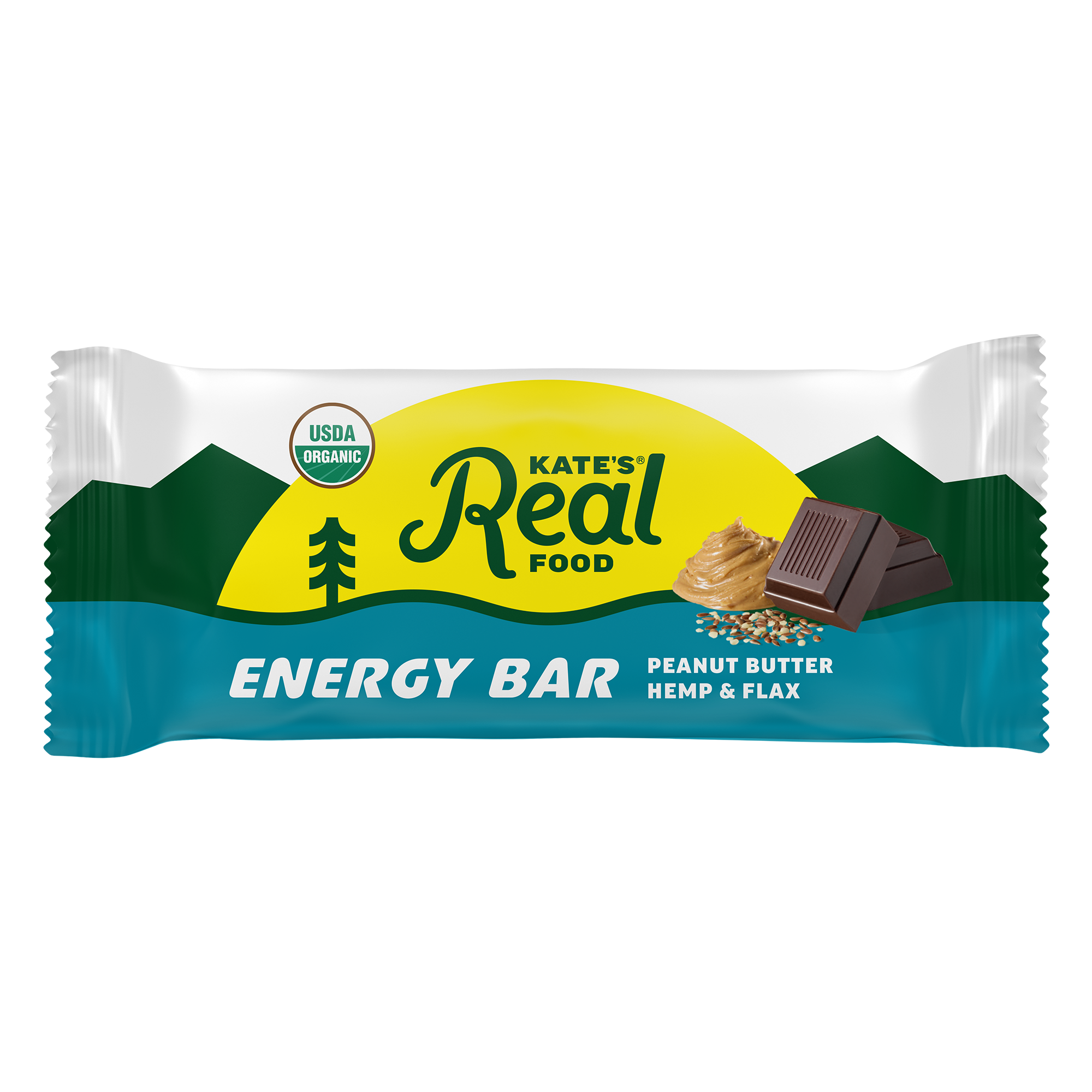 Kate's Real Food - Peanut Butter Hemp and Flax Energy Bar - Case of 12 - 2.2 OZ