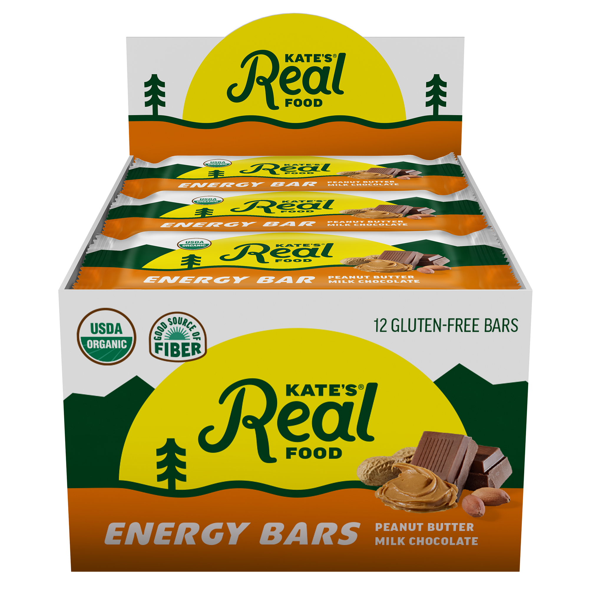 Kate's Real Food Peanut Butter Milk Chocolate Bars - 12 Count