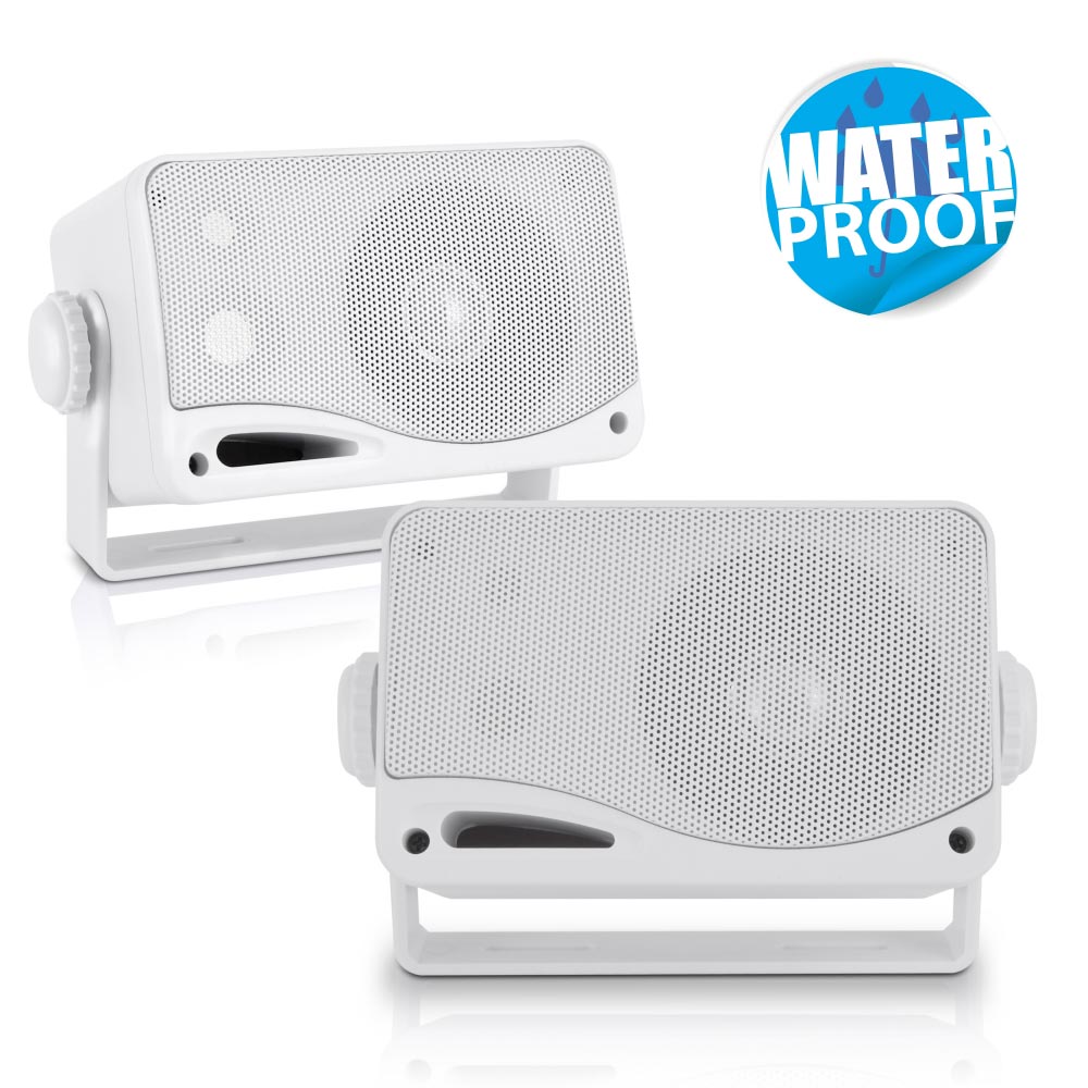 Pyle Marine 2-Way Box Speakers with 3.5” Woofer (White)