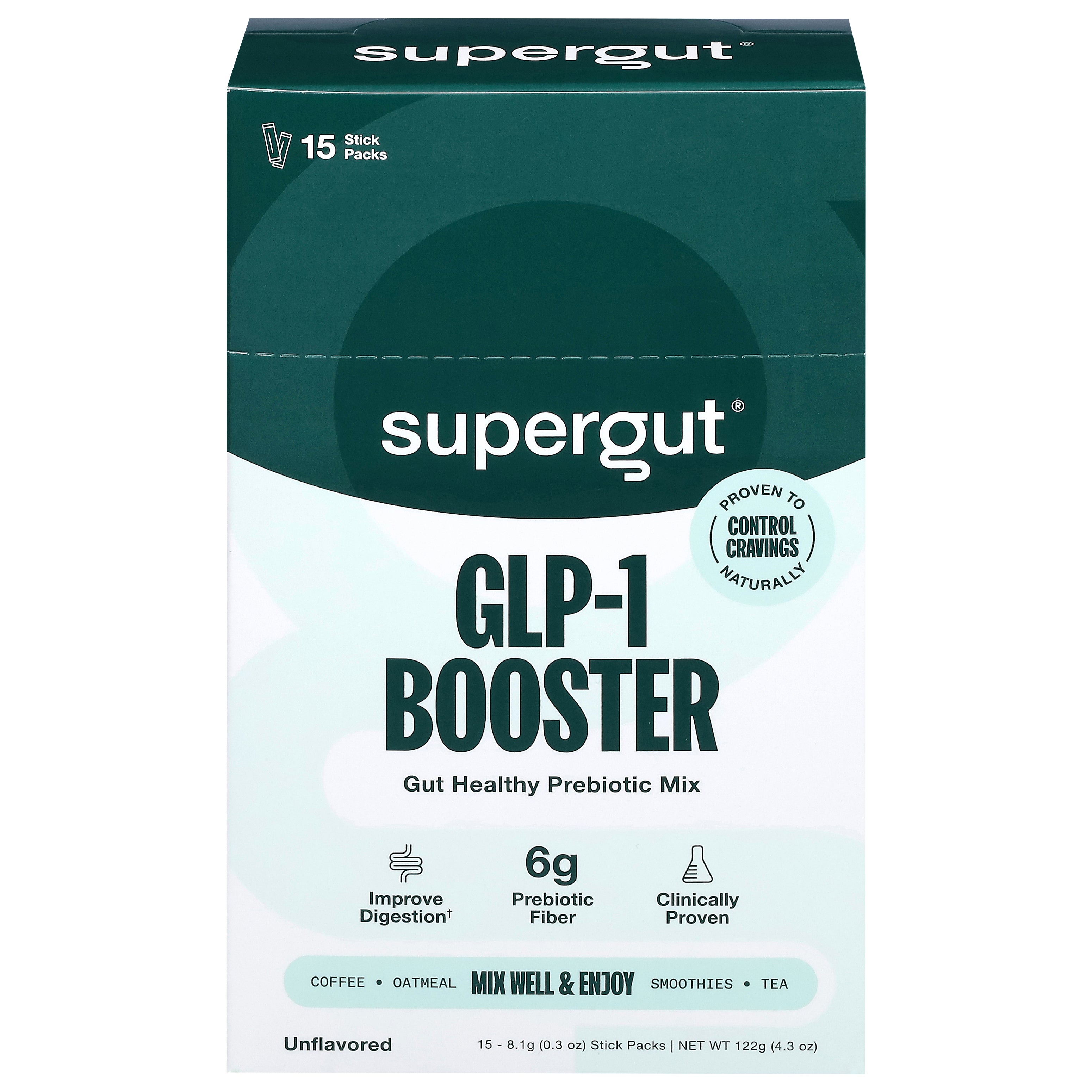 Supergut Unflavored GLP-1 Booster 15 - 8.1 g Stick Packs - Case of 1