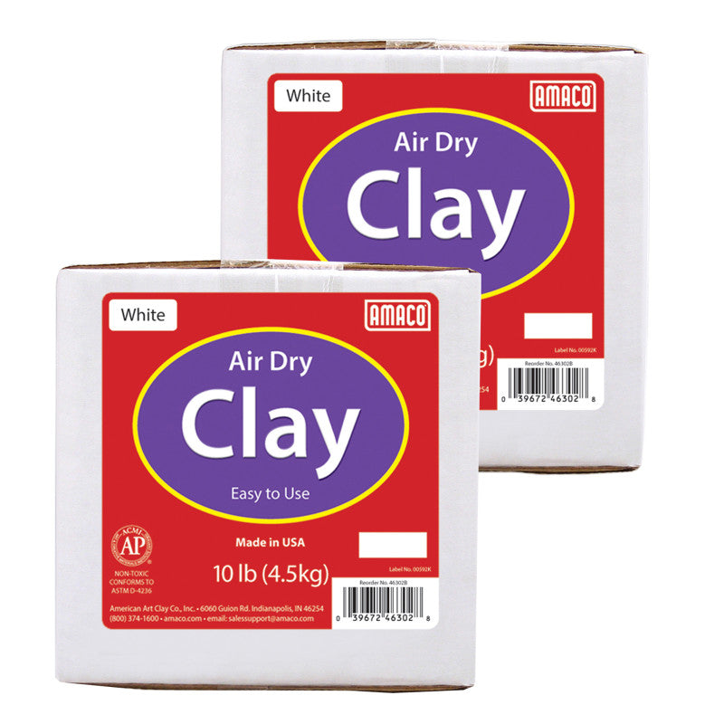 AMACO - Air Dry Clay, White, 10 lbs. Per Box, 2 Boxes