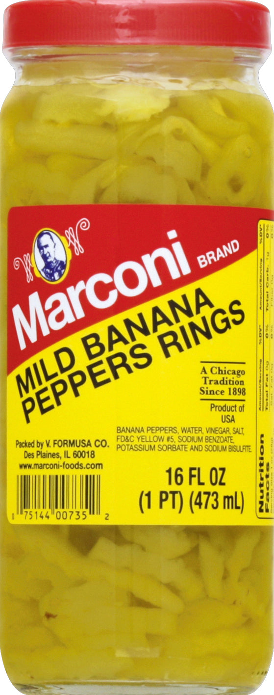 Marconi Banana Peppers 16 oz - Case of 12