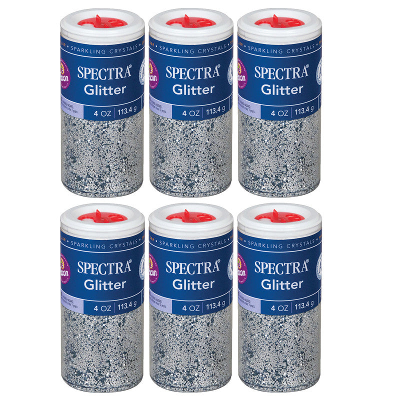 SPECTRA - Glitter, Silver, 4 oz. Per Jar, 6 Jars