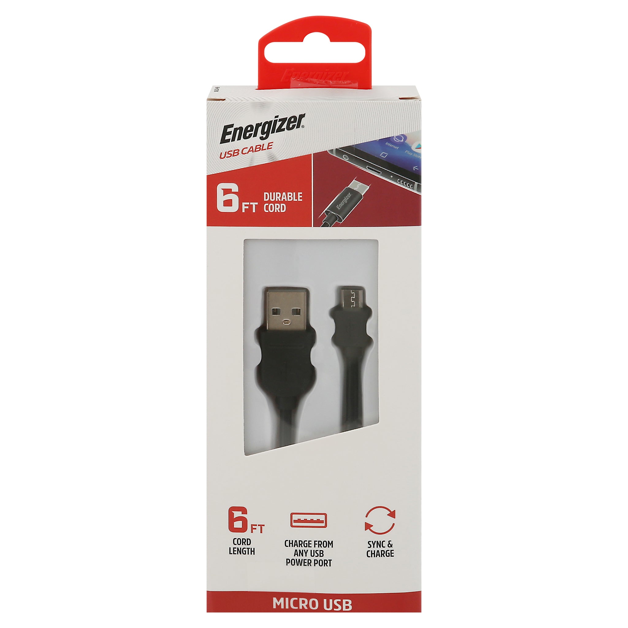 Energizer 6 Feet Micro USB Cable 1 ea - Case of 1