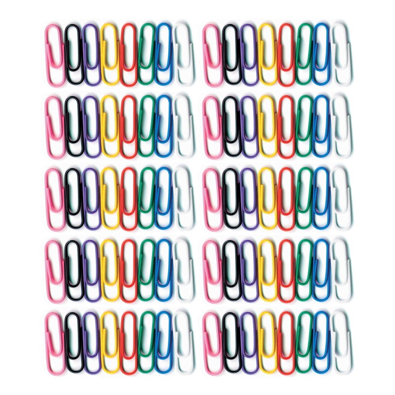 BAUMGARTENS - Vinyl-Coated Paper Clips, No. 1 Standard Size, 100 Per Pack, 10 Packs