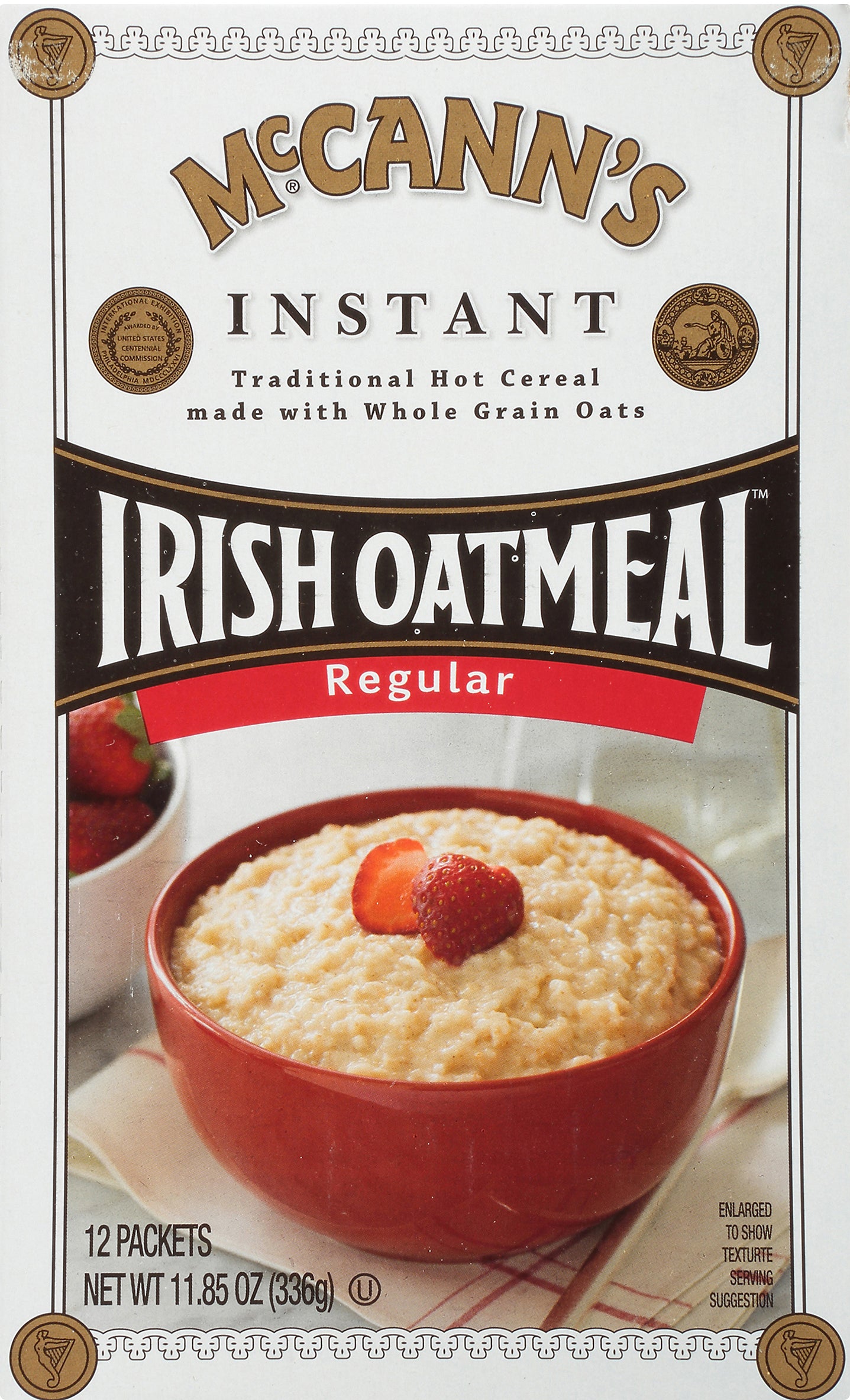 McCann's Regular Instant Irish Oatmeal, Instant Oatmeal, Kosher, 12 Count Box - Case of 12