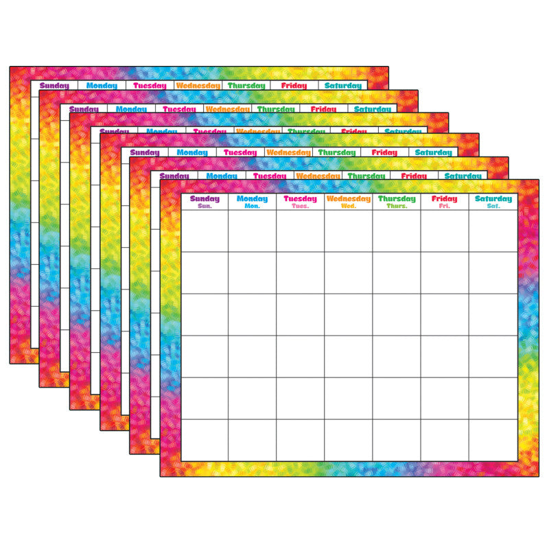 TREND - Colorful Brush Strokes Wipe-Off® Calendar, Monthly, Pack of 6