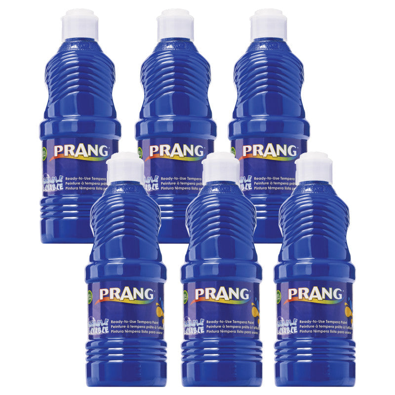 PRANG - Washable Tempera Paint, Blue, 16 oz, Pack of 6