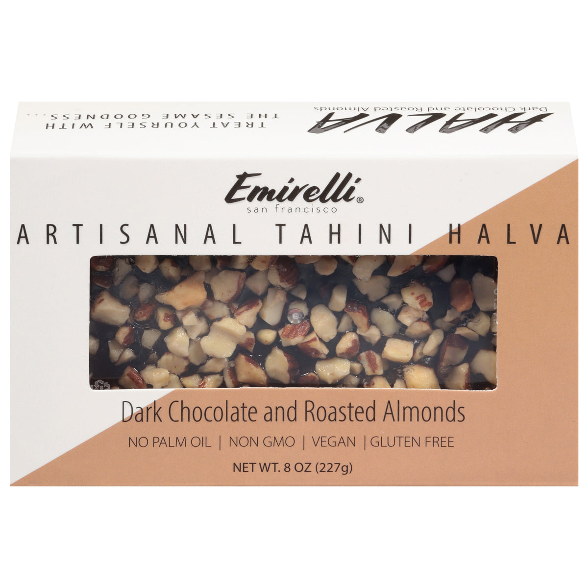 Emirelli Dark Chocolate and Roasted Almonds Tahini Halva 8 oz - Case of 6