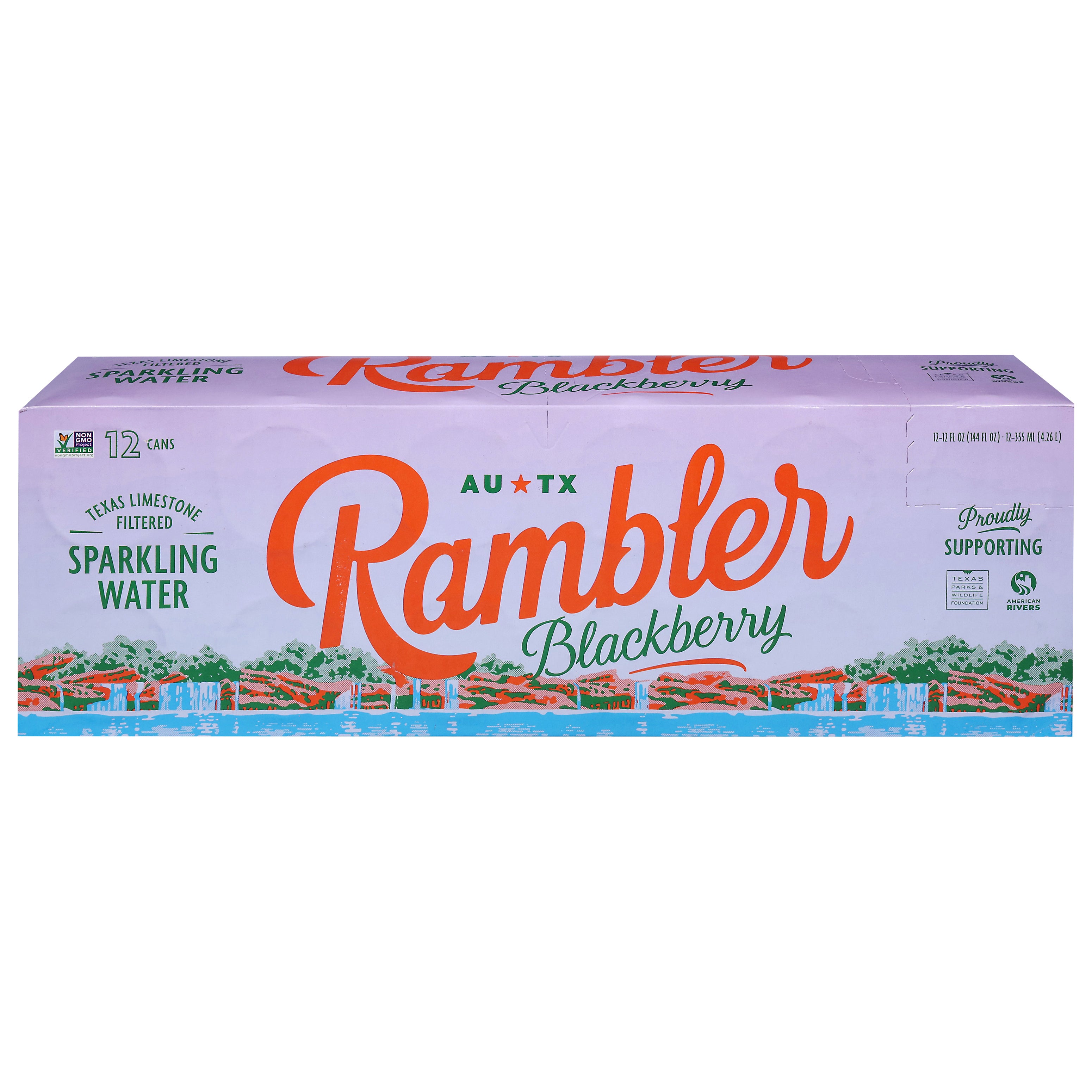 Rambler Texas Limestone Filtered Blackberry Sparkling Water 12 - 12 fl oz Cans - Case of 2