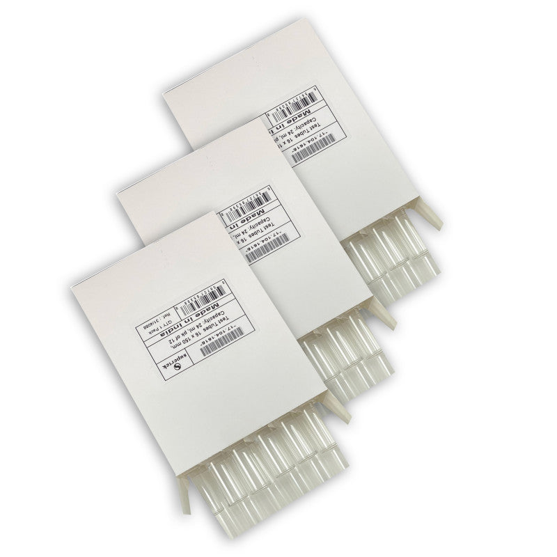 SUPERTEK - Test Tubes, 16 x 150 mm, 24 ml Capacity, 12 Per Pack, 3 Packs
