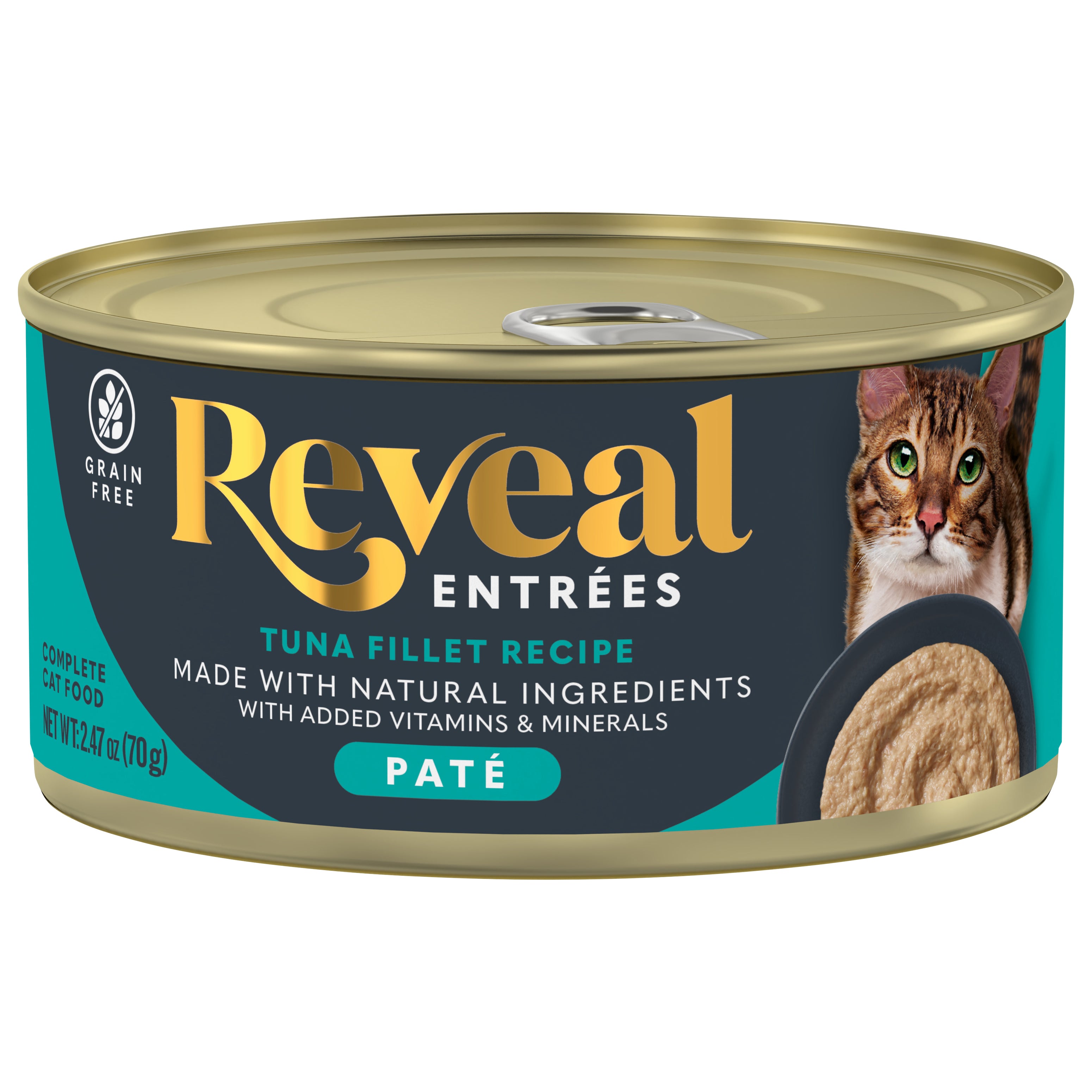 Reveal Entrées Tuna Fillet Recipe in Broth Pâté 2.47 Oz. Can - Case of 24