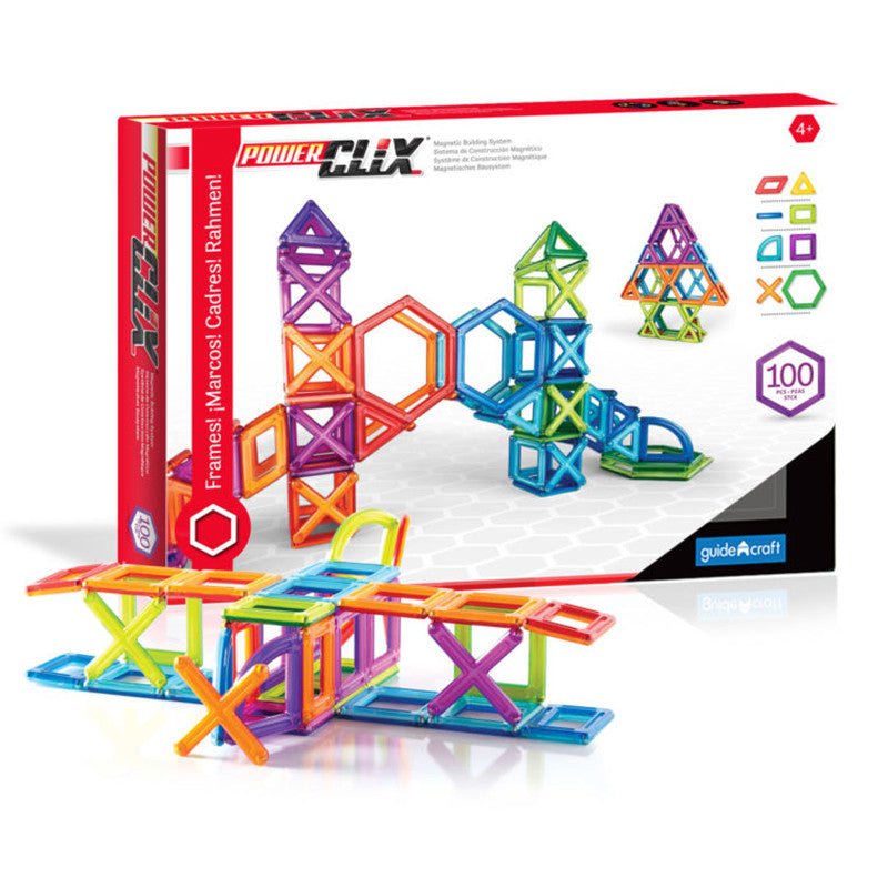 GUIDECRAFT - PowerClix® Frames, Magnetic Building Set, 100 Pieces