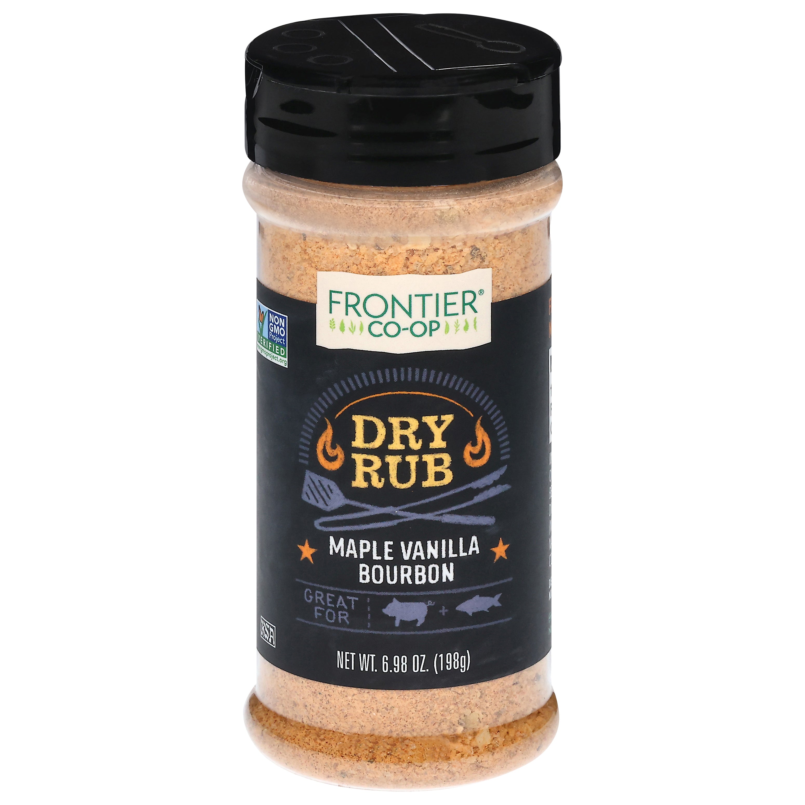 Frontier Co-op Maple Vanilla Bourbon Dry Rub 6.98 oz - Case of 6