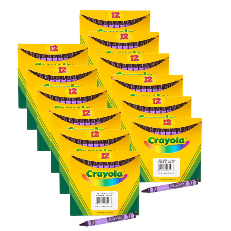 Single Color Bulk Crayons, Regular Size, Violet, 12 Per Pack, 12 Packs