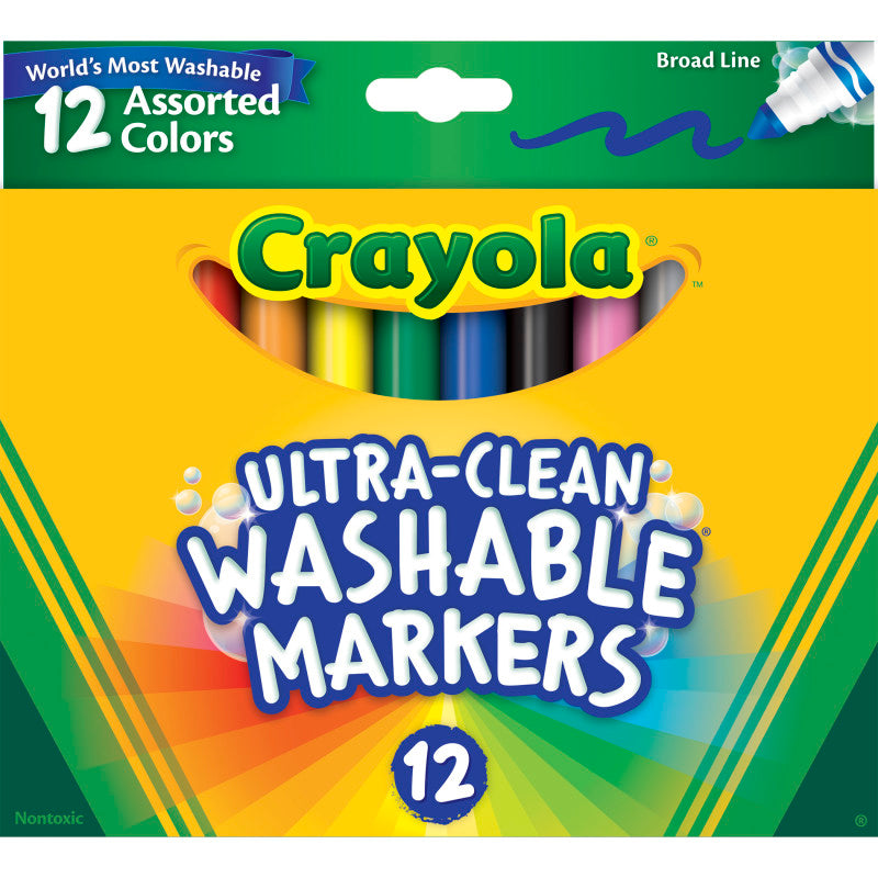 Ultra-Clean Markers, Broad Line, Assorted Colors, 12 Count