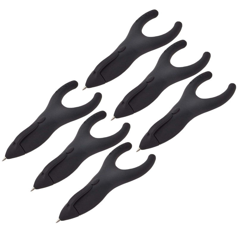 PENAGAIN - Ergo-Sof Retractable Ballpoint Pen, Black, Black Ink, Pack of 6