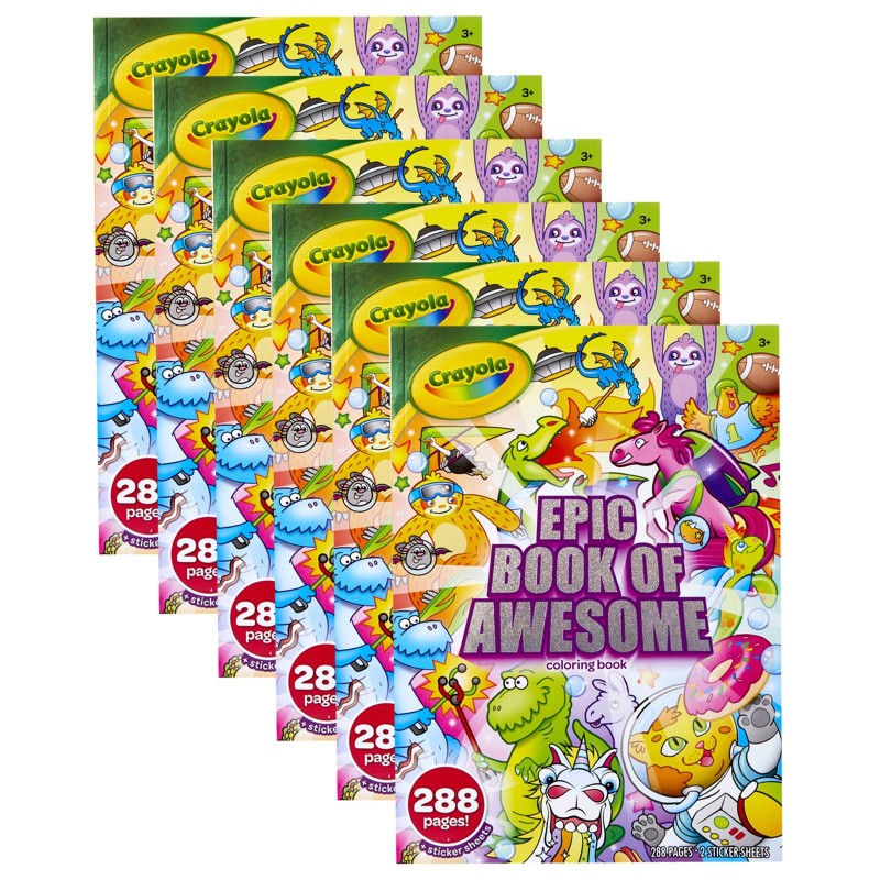 Epic Book of Awesome 288-Page Coloring Book, Pack of 6