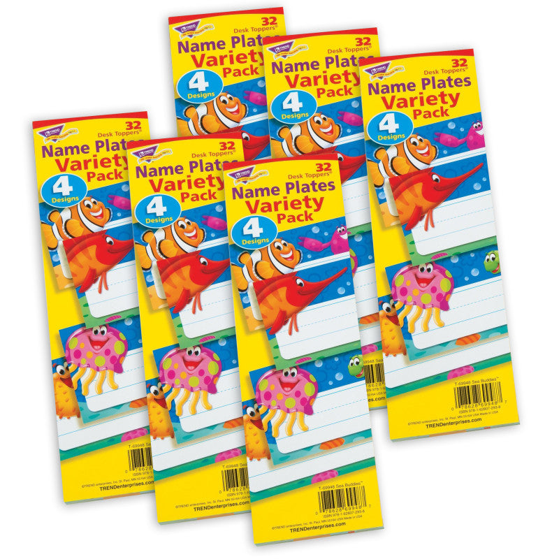 TREND - Sea Buddies™ Desk Toppers® Name Plates Variety Pack, 32 Per Pack, 6 Packs