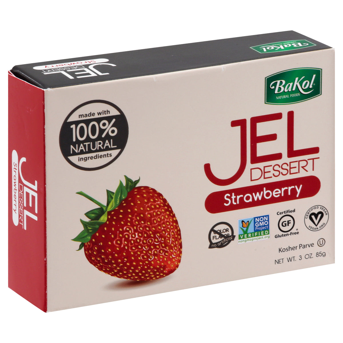 Bakol Dessert Jelly Strawberry All Natural - 3 oz (Pack of 12)