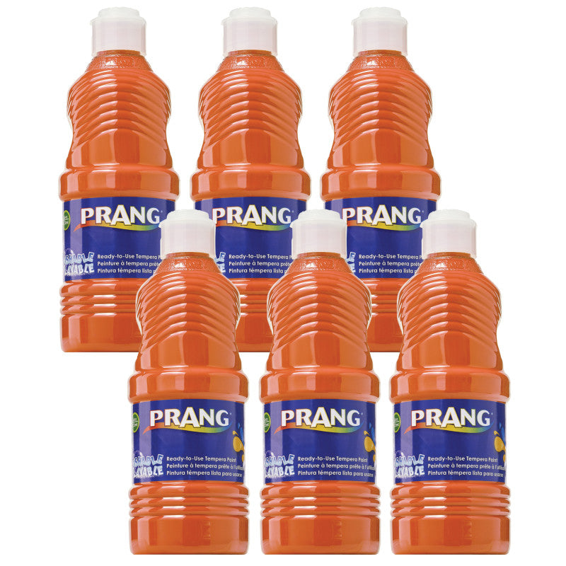 PRANG - Washable Tempera Paint, Orange, 16 oz, Pack of 6