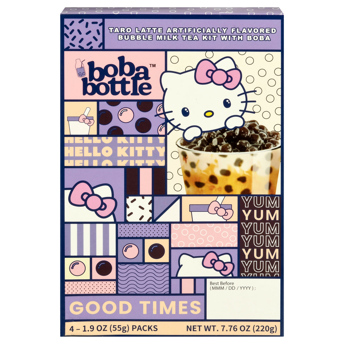 Boba Bottle Taro Latte Bubble Milk Tea with Boba 4 - 1.9 oz Packs - Case of 12