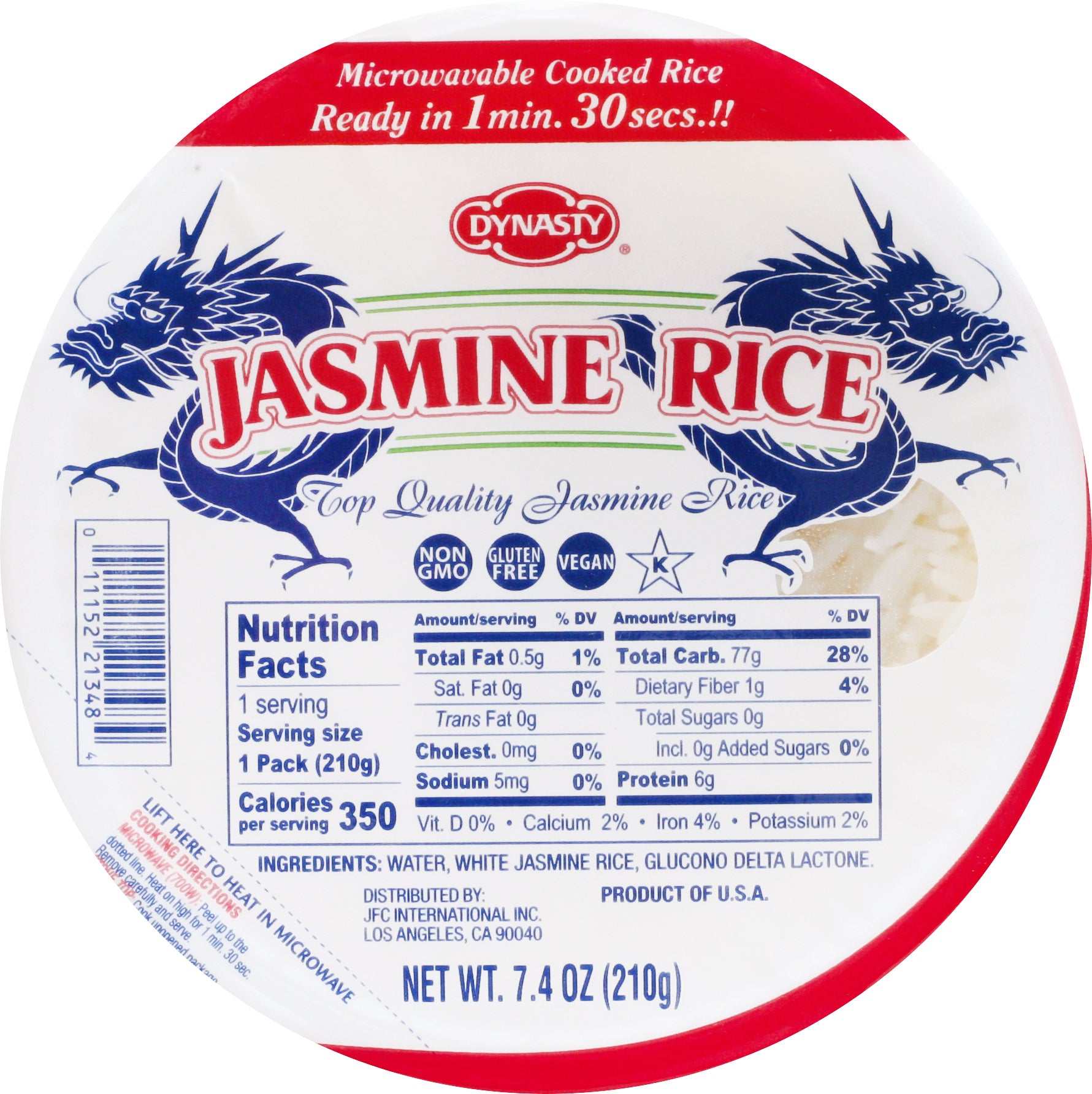 Dynasty Jasmine Rice 7.4 oz - Case of 6