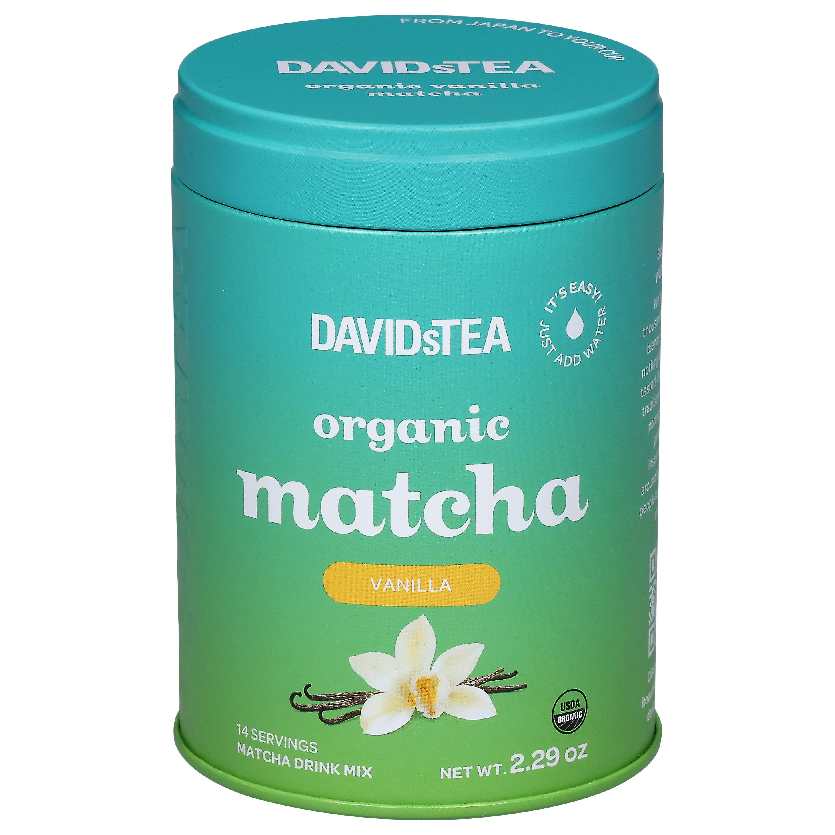 DavidsTea Organic Vanilla Matcha Drink Mix 2.29 oz - Case of 6
