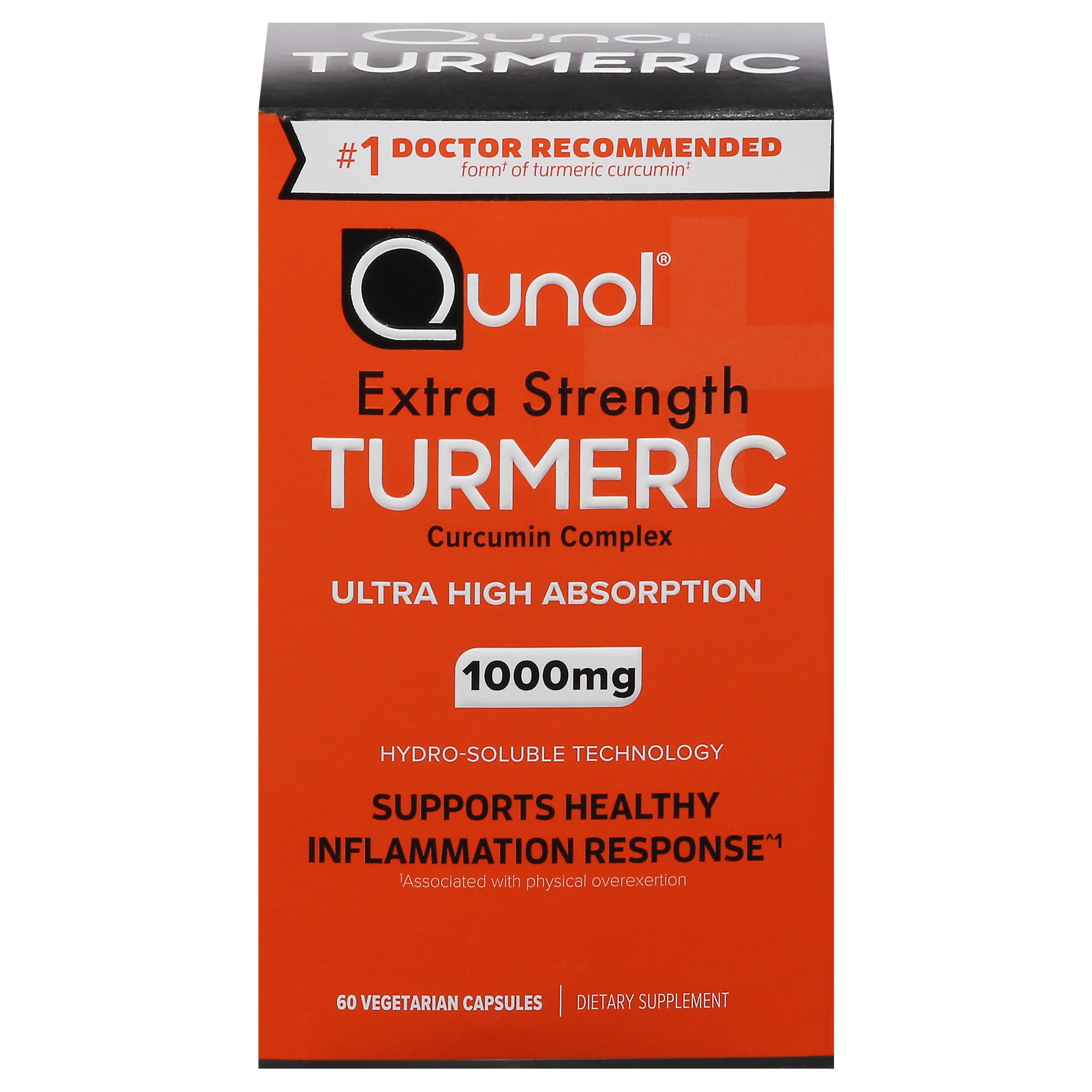 Qunol Extra Strength 1000 mg Vegetarian Capsules Turmeric 60 ea - Case of 1