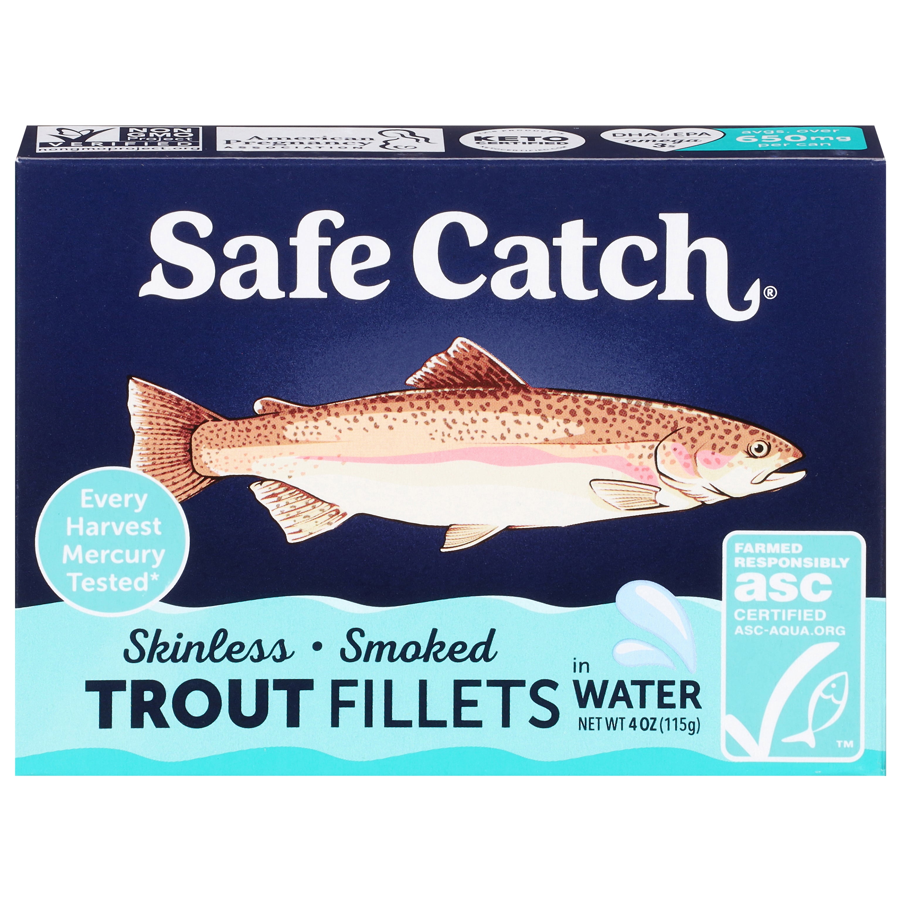 Safe Catch Skinless Smoked Trout Fillets in Water 4 oz - Case of 12