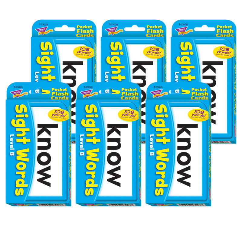 TREND - Sight Words – Level B Pocket Flash Cards, 6 Packs