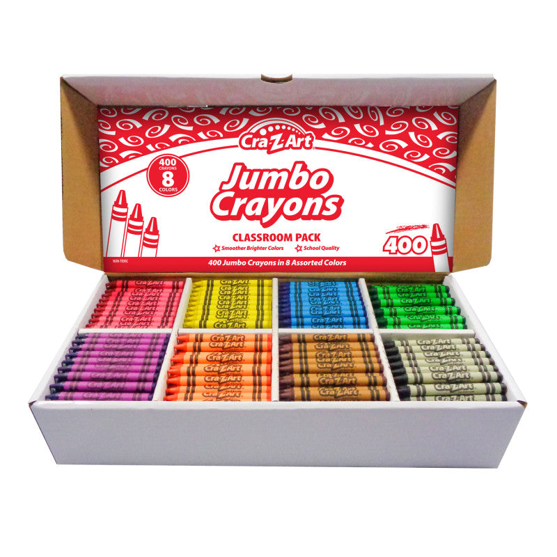 CRA-Z-ART - Jumbo Crayon Classroom Pack, 8 Color, Box of 400