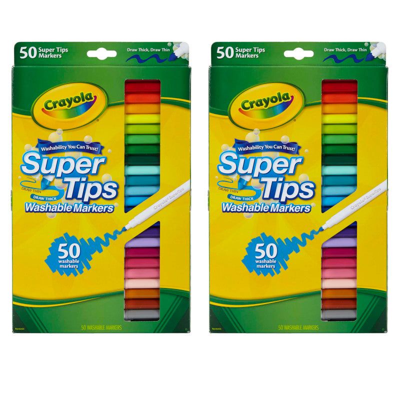 Super Tips Washable Markers, 50 Per Box, 2 Boxes