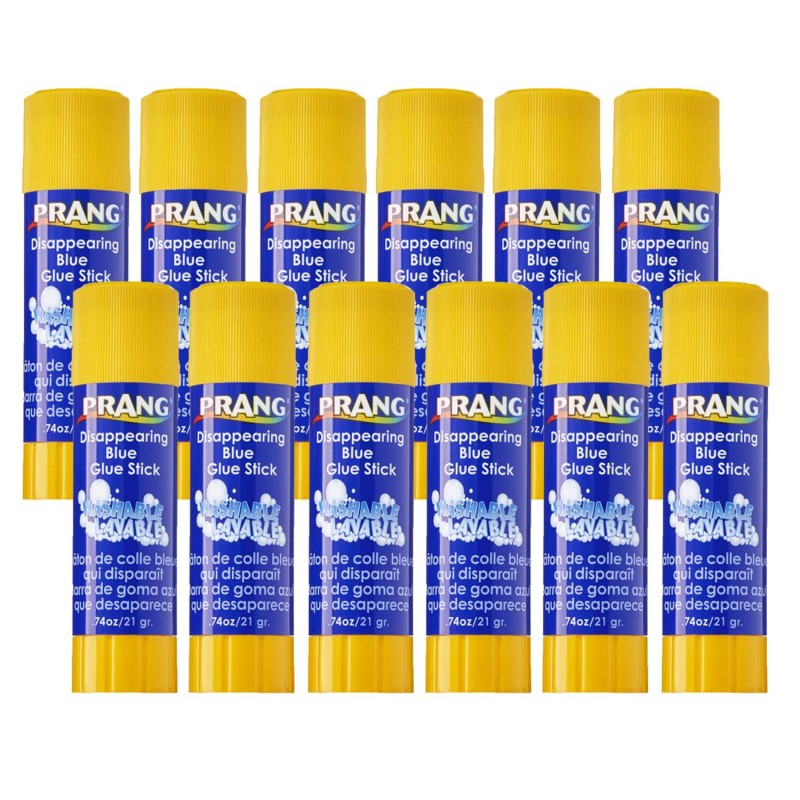 PRANG - Washable Glue Stick, Blue, .74 Oz, Pack of 12