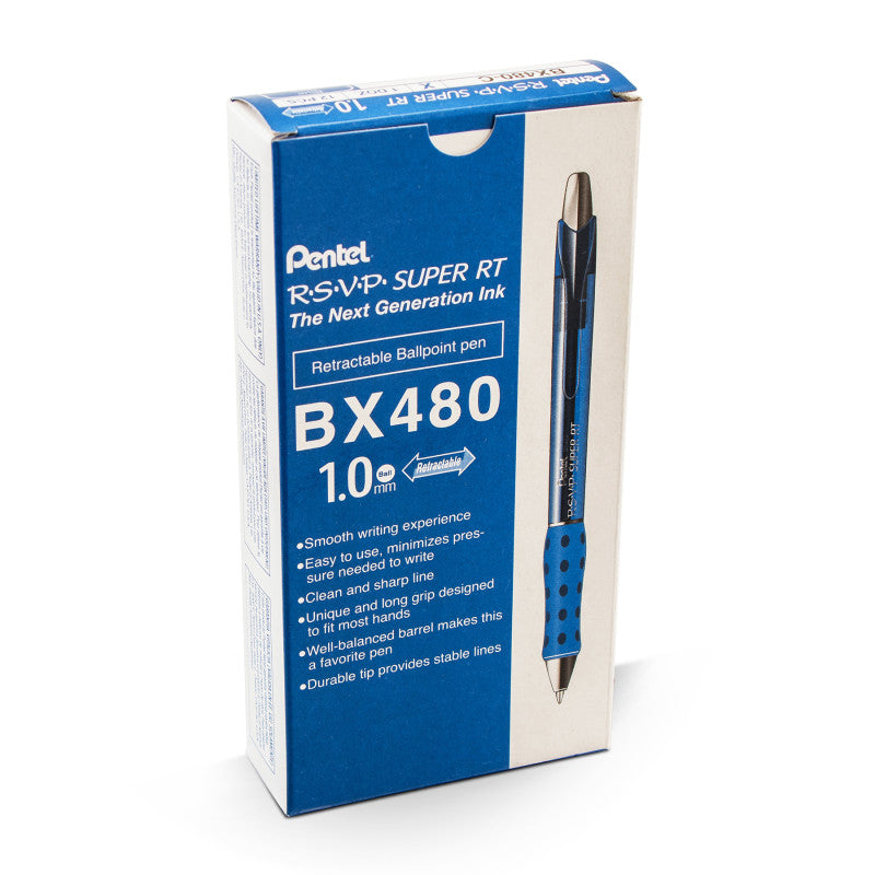 PENTEL - R.S.V.P.® Super RT Retractable Ballpoint Pen, Blue, Pack of 12
