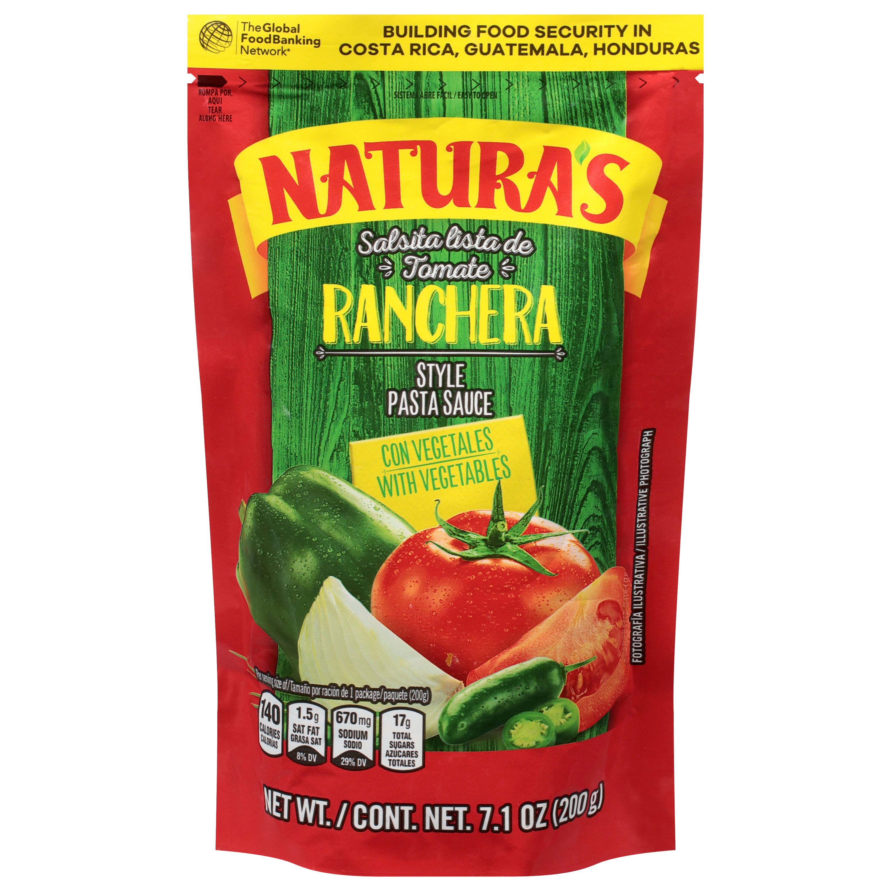 Natura's Ranchera Style Pasta Sauce with Vegetables 7.1 oz - Case of 24