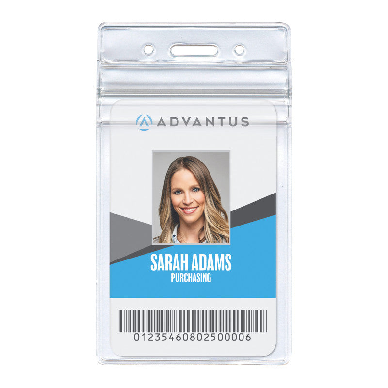 Re-sealable Badge Holders, Vertical, Frosted, Pack of 50