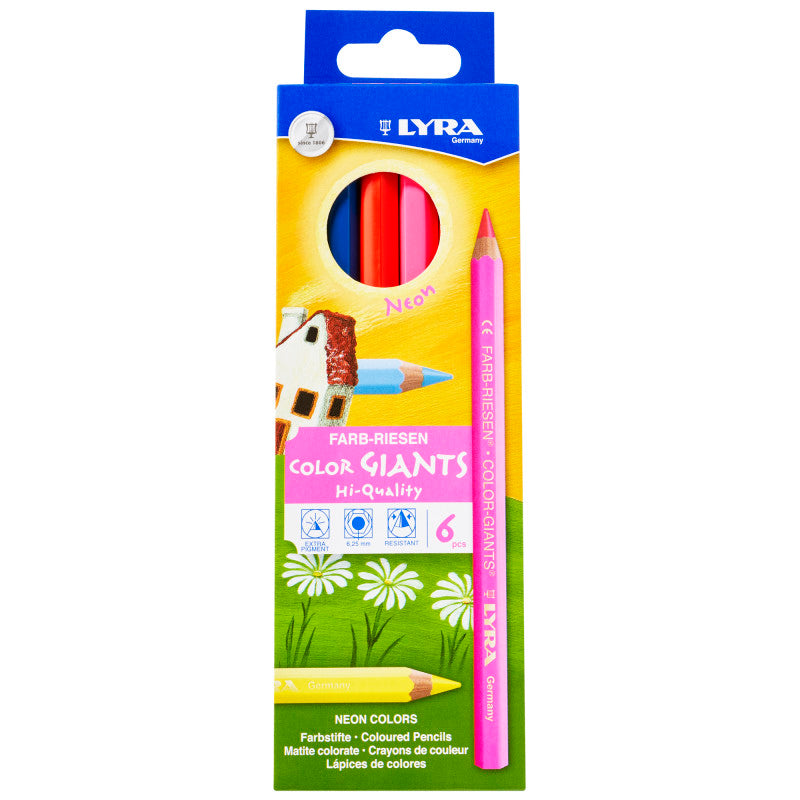 Color Giant Colored Pencils, Neon, 6.25mm, Lacquered, 6 Colors