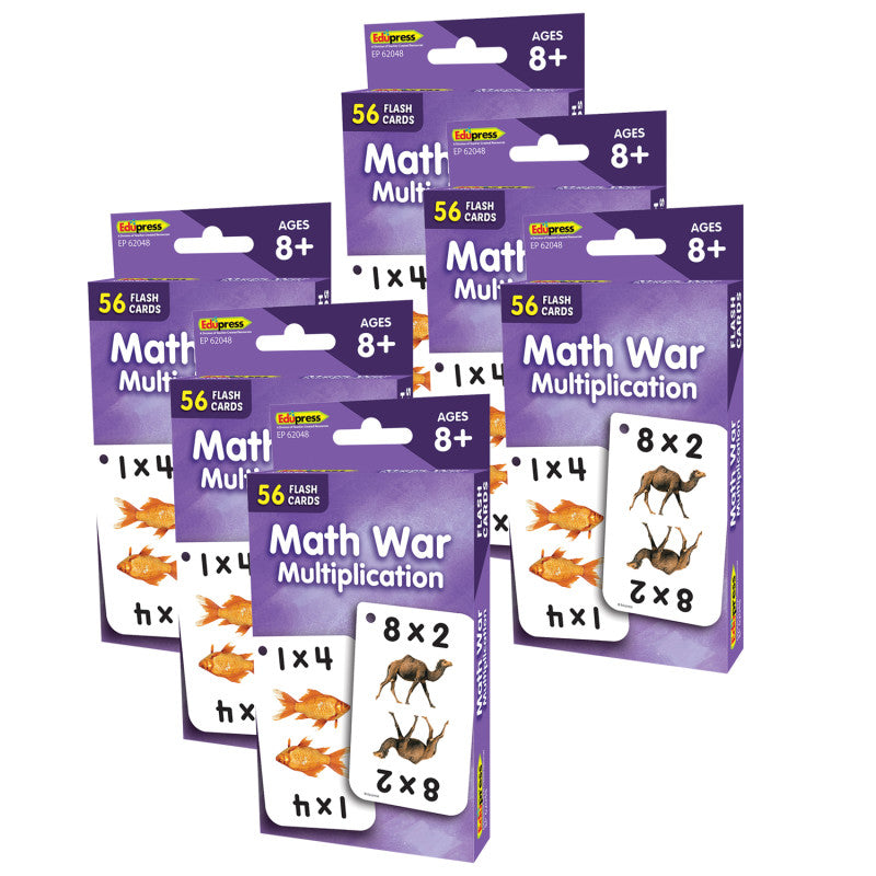 EDUPRESS - Math War (Multiplication) Flash Cards, 6 Packs
