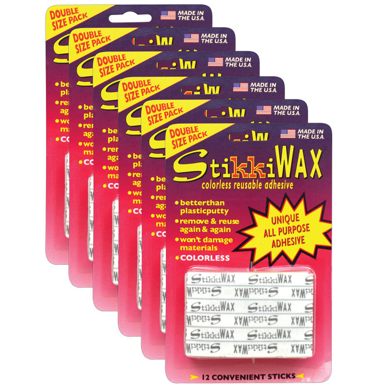 STIKKIWORKS - StikkiWAX™ Adhesive Bars/Sticks, 12 Per Pack, 6 Packs